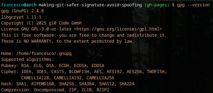 gpg-version command response